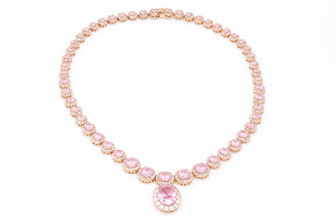 51CS1519 Rose Gold Plated Pink CZ